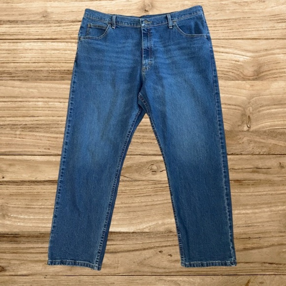 Wrangler Men's Jeans 40x30 Blue Denim Premium‎ Regular Straight Fit Pockets